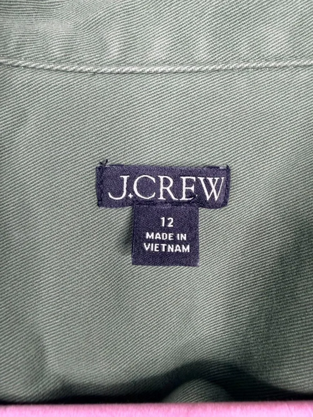 2/$30 J. Crew Zip-Front Chino Dress Forest Green 12 #A3367